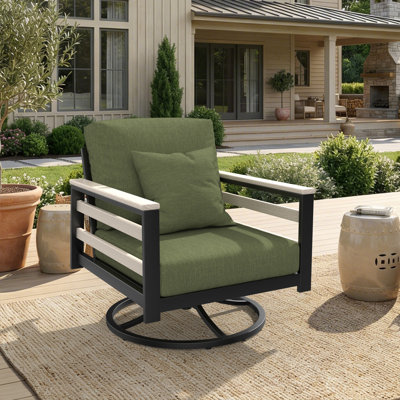Chaise berçante d'extérieur en métal avec coussin Sunbrella Townsend