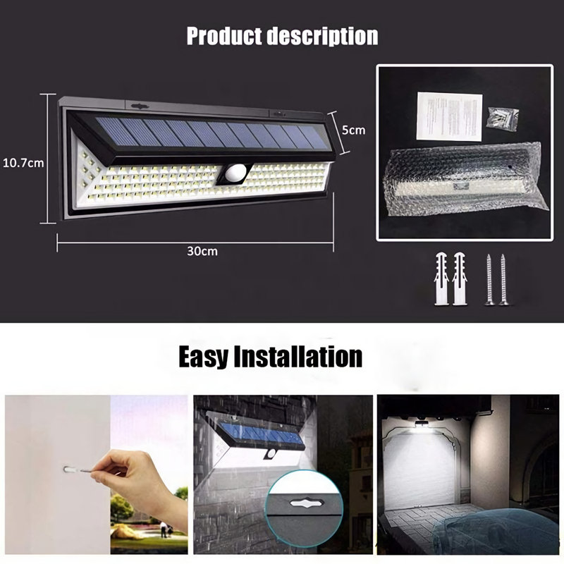 12" Solar-Powered Outdoor Wall Light with Motion Sensor 6000K