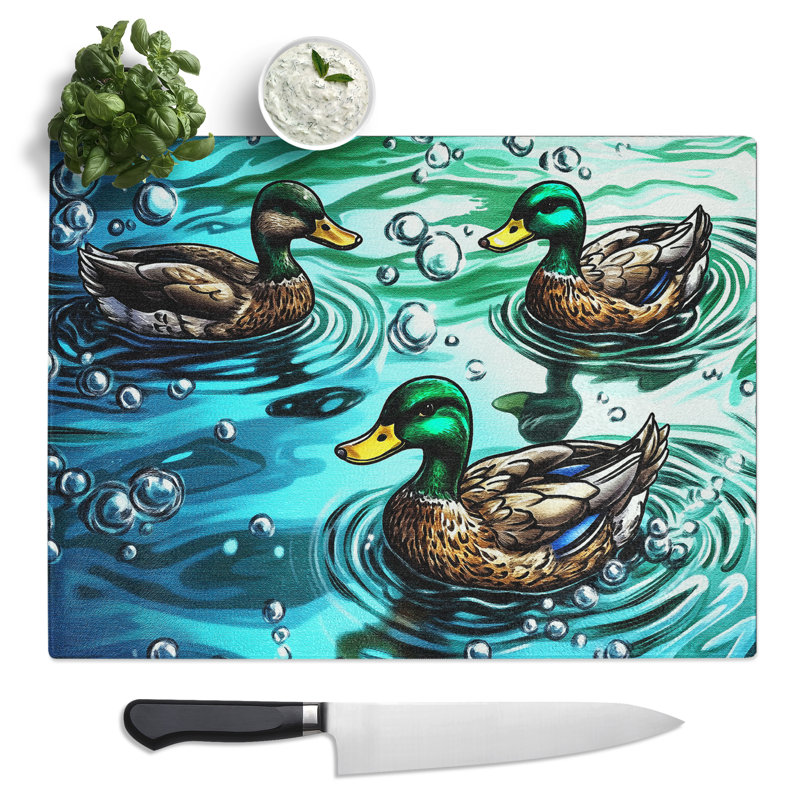 Ducks Vol.2  Glass Chopping Board