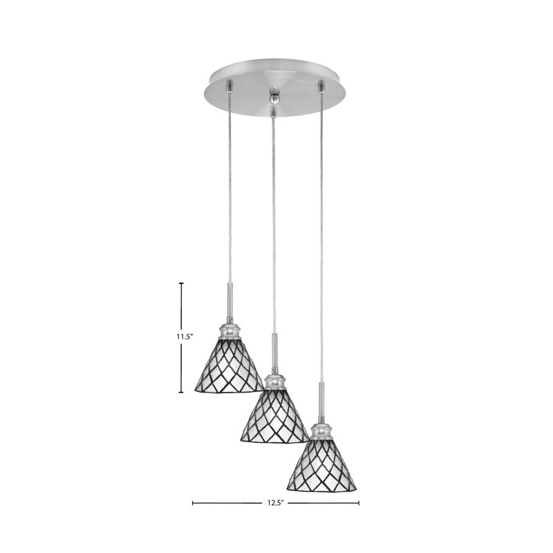 Luminaire suspendu en grappe à 3 lumières Array, H 11,5 po x l 12,5 po x P 12,5 po, Nickel brossé