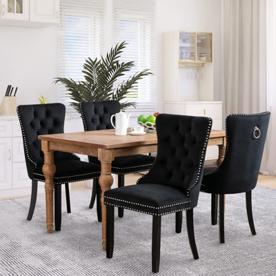 Dining Chairs, Upholstered High-end Tufted Dining Room Chair with Nailhead Back Ring