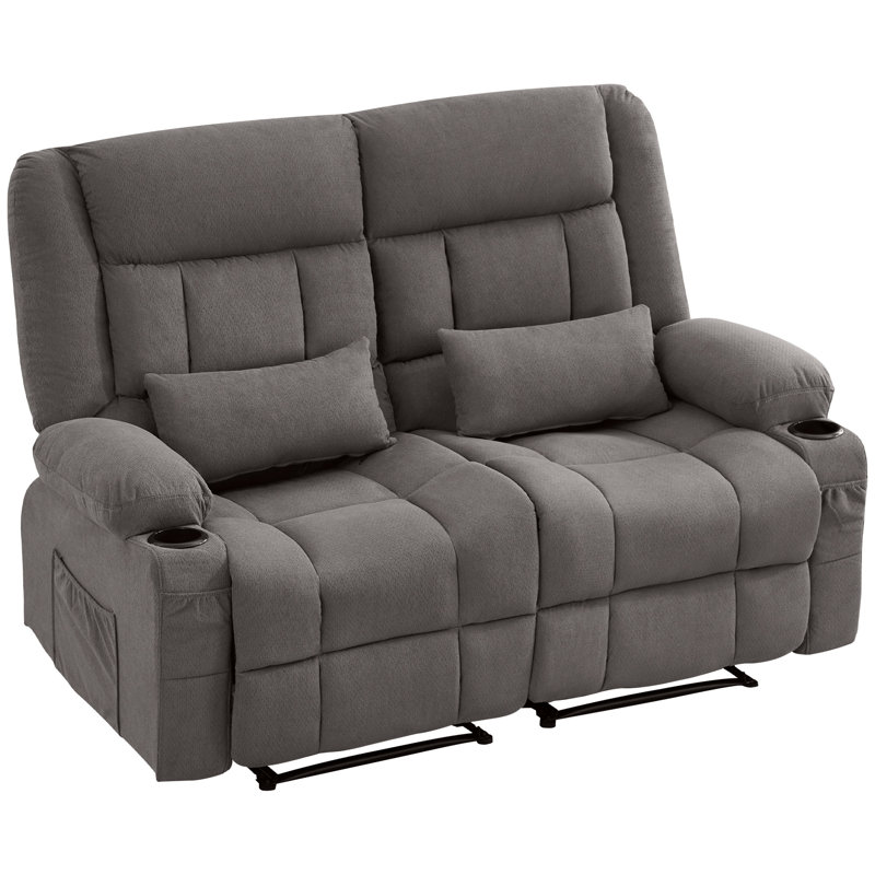 Oversized Manual Recliner Loveseat With Cup Holders & Side Pockets - Ergonomic Double Reclining Love Seat For Living Room, Breathable Premium Fabric, 600 Lbs Capacity
