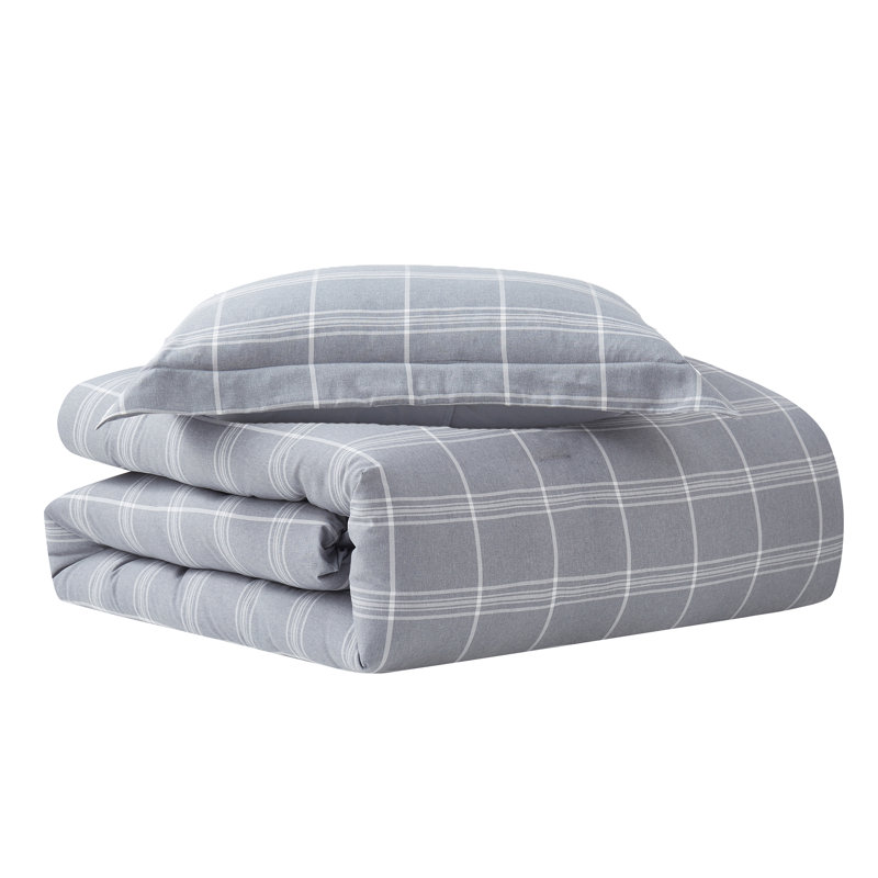 Chambray Weave Plaid Bed in a Bag Comforter & Sheet Set - Gray, Twin XL Comforter