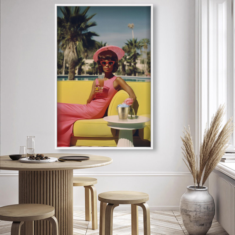 Oliver Gal Stylish Palm Springs Lady III Fashion - Luxury Shadowbox Framed Wall Art, 25.5" H x 17.5" W, White