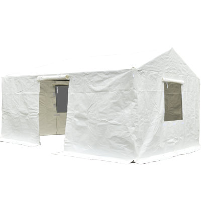 Housse pour abri de jardin 12 pi x 20 pi pour une utilisation extérieure en toutes saisons - imperméable avec parois latérales et fenêtres en filet, blanc, abris de jardin, polypropylène, coupe-vent, méthode d'installation simple