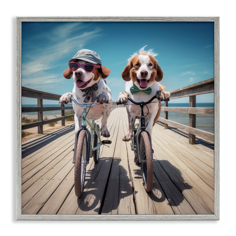 Az-196-encadré Coastal Bicycle Dogs par Ray Powers, Estampe numérique Farmhouse, H 12 po x l 12 po x P 1,5 po