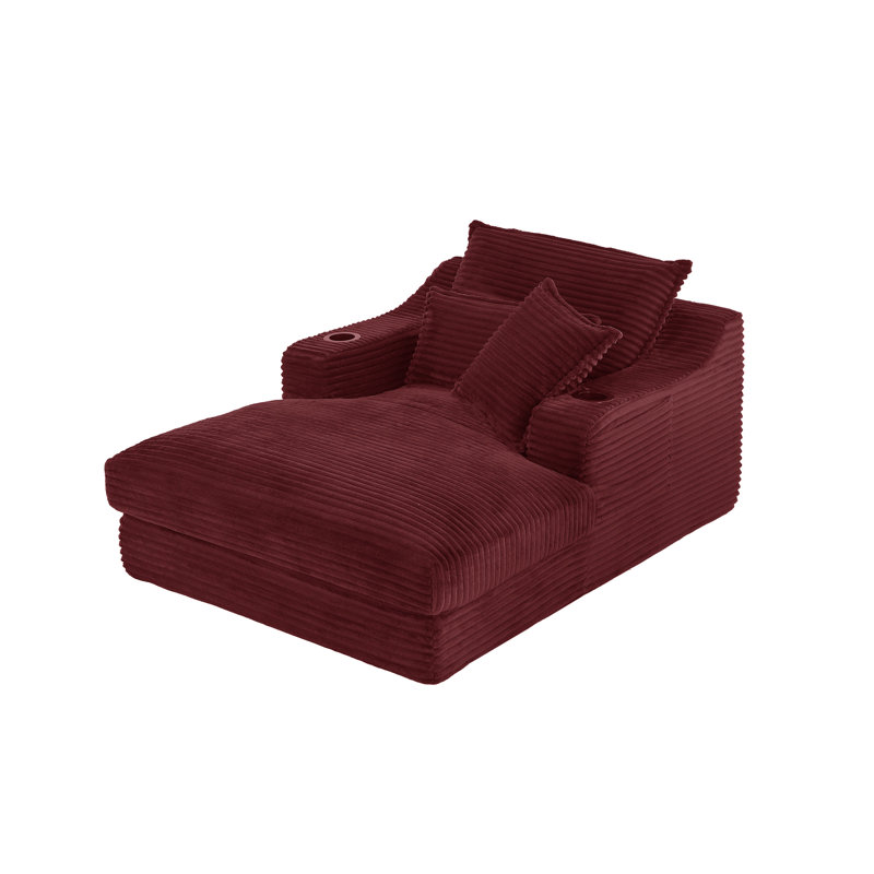 Chaise longue rembourrée avec 2 coussins - aucun assemblage requis, Rouge