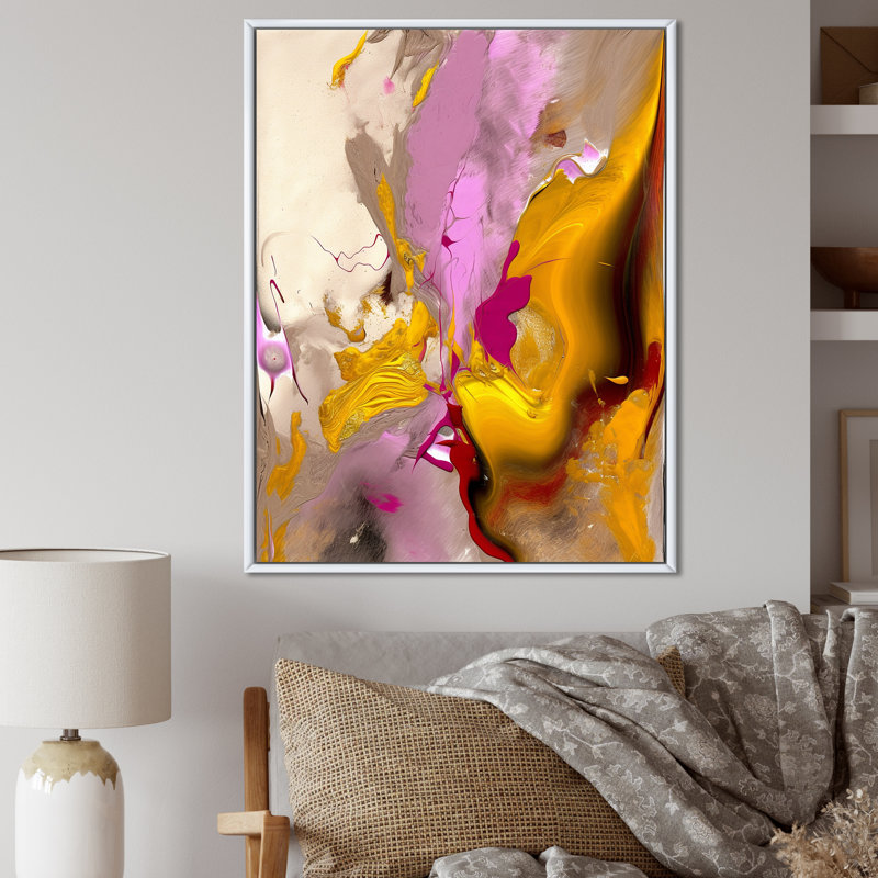 «Luscious Interlude Of Divine Secrets Abstract I», reproduction d'art sur toile, 32" H x 24" W, Cadre flottant blanc