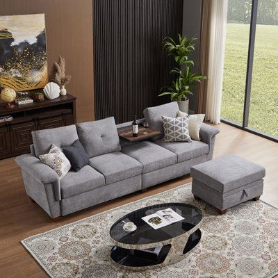 Canapé modulaire à 4 places 108,66 po avec table basse cachée et grand espace de rangement Lavaeh
