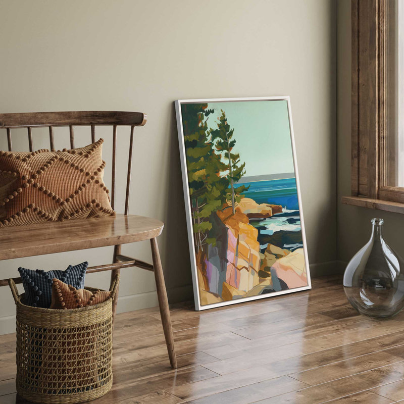 Seacliff Whispers V1 par Azure Artisanal Studio, Cadre flottant blanc opaque, H 20 po x l 14 po x P 1,75 po