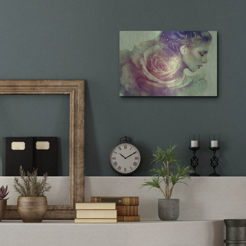 Art mural en métal luxueux «June» par Anna Dittman, 16 po x 12 po