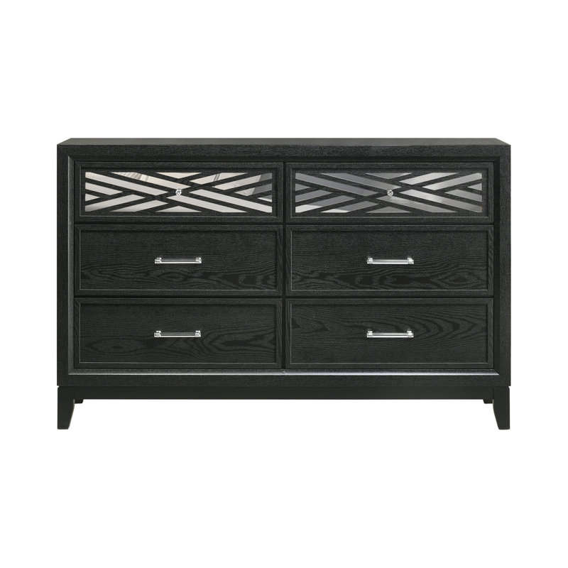 Commode double en bois massif à 6 tiroirs 58,07 po Andrien