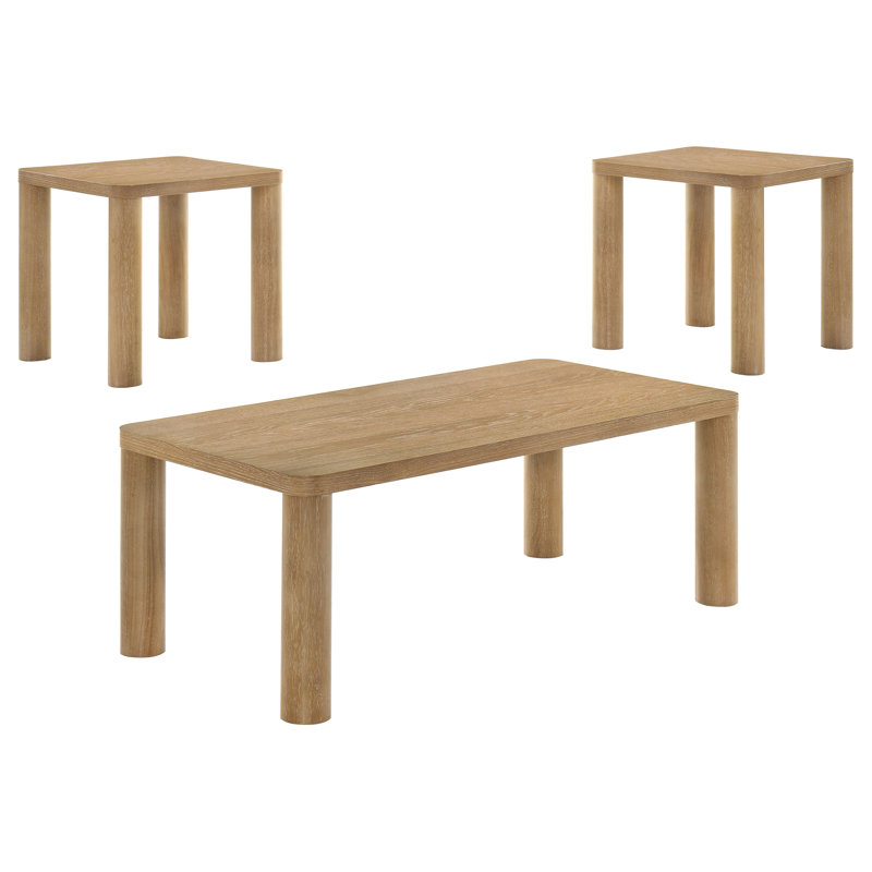 Ensemble de tables basses 3 pièces Castlewood, Chêne blanchi, 3 pièces: table basse, 2 tables de bout