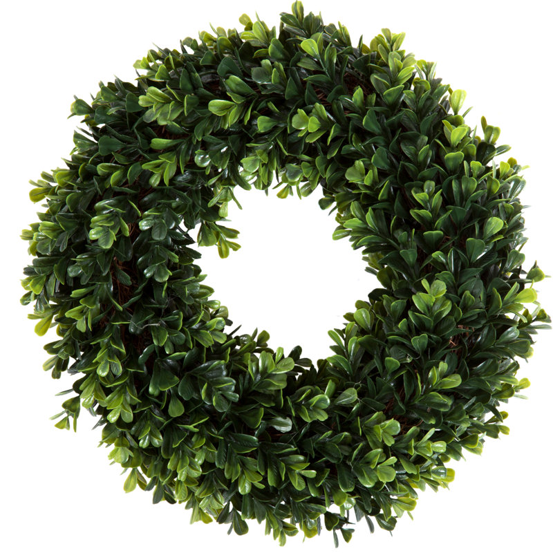 Couronne de buis artificielle en plastique résistante aux rayons UV de 12 pouces Eola (vert)