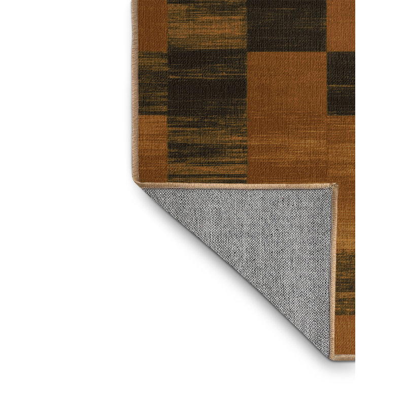 Tapis brun à carreaux lavable à la machine, Carré 7 pi