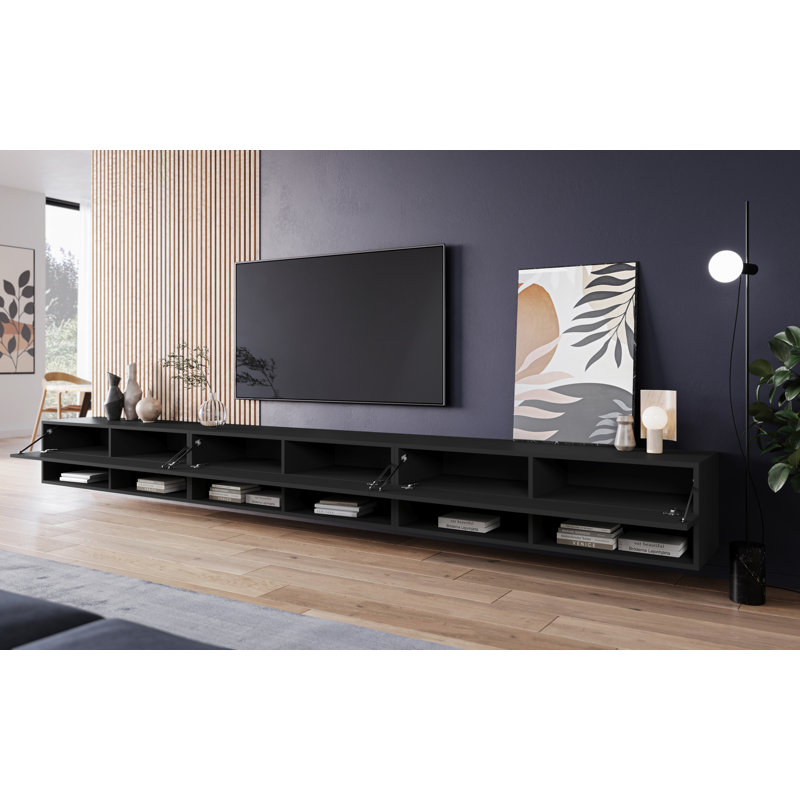 Bonni Unfinished TV Stand for TVs up to 88", Black/Matte Black