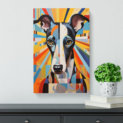 Greyhound Geometric Art No.2 - Wrapped Canvas