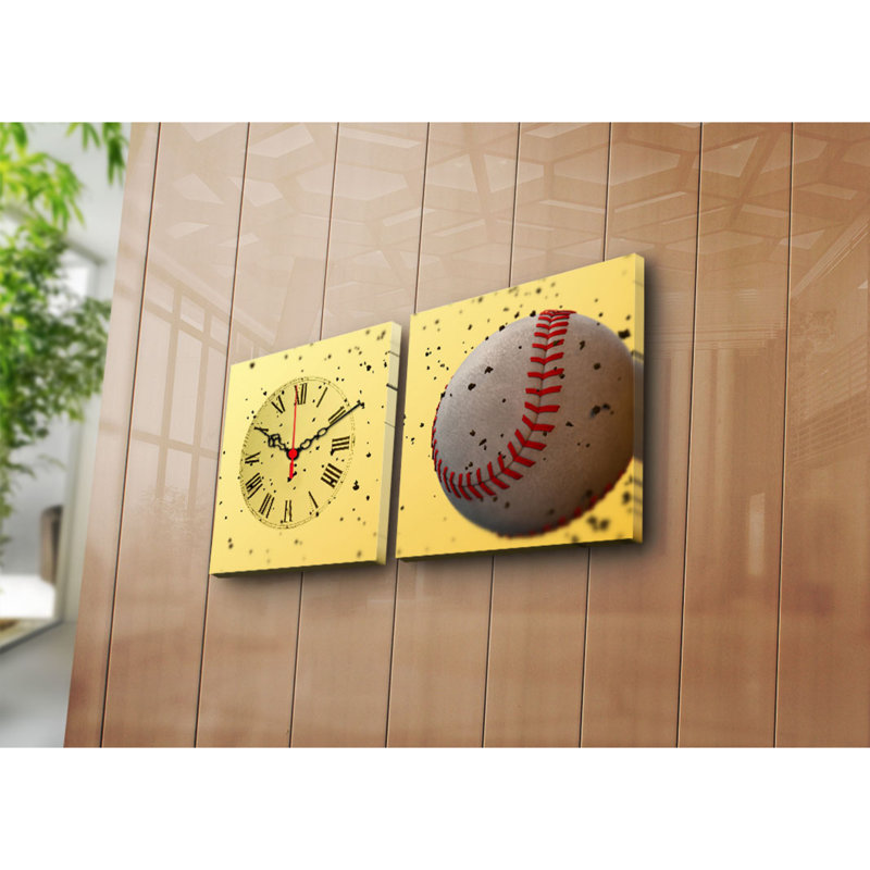 Horloge murale élégante en toile décorative (2 pièces), 23,6 po x 23,6 po | 100% toile de suède avec cadre 100% bois, épaisseur: 1,2 po | Décoration intérieure unique, parfaite pour les salons et les bureaux