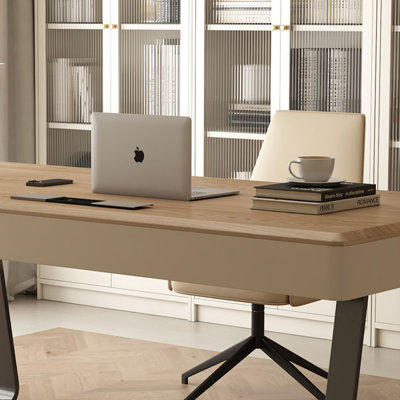 Burlywood Rectangular Manufactured Wood Writing desk with drawers desk