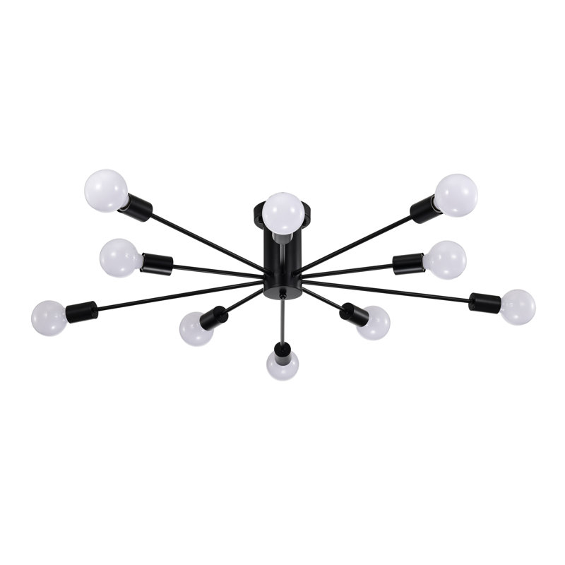 Plafonnier semi-encastré 10 lumières Pimlin, Noir mat