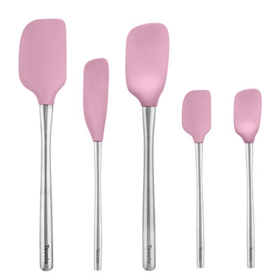 Tovolo Flex-Core Silicone Spatula Set of 5 with Stainless Steel Handles, Pink Sorbet