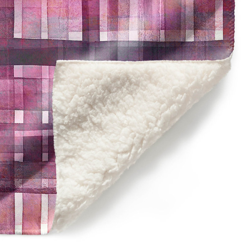 Couverture sherpa doux mauve rose écossais, l 68 po x L 80 po