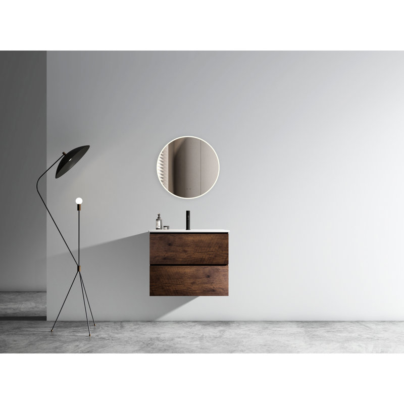 Meuble-lavabo de salle de bain moderne en noyer de 24 po Modern