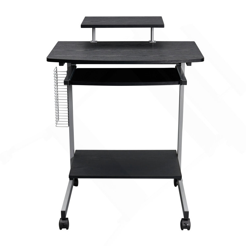 Chariot d'ordinateur compact avec rangement, espresso