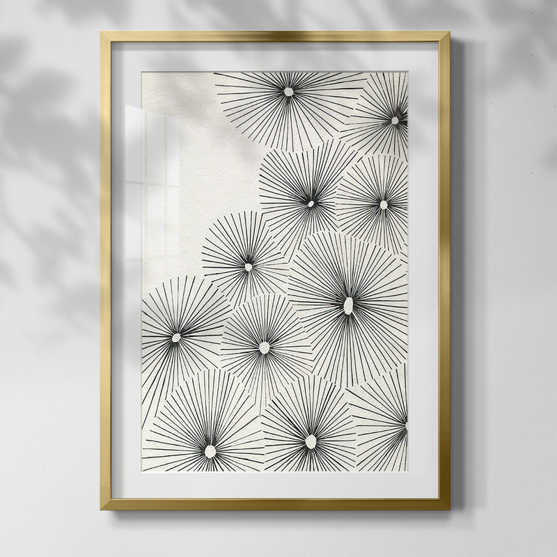 Parasol éclatant II, Blanc, Papier avec cadre doré