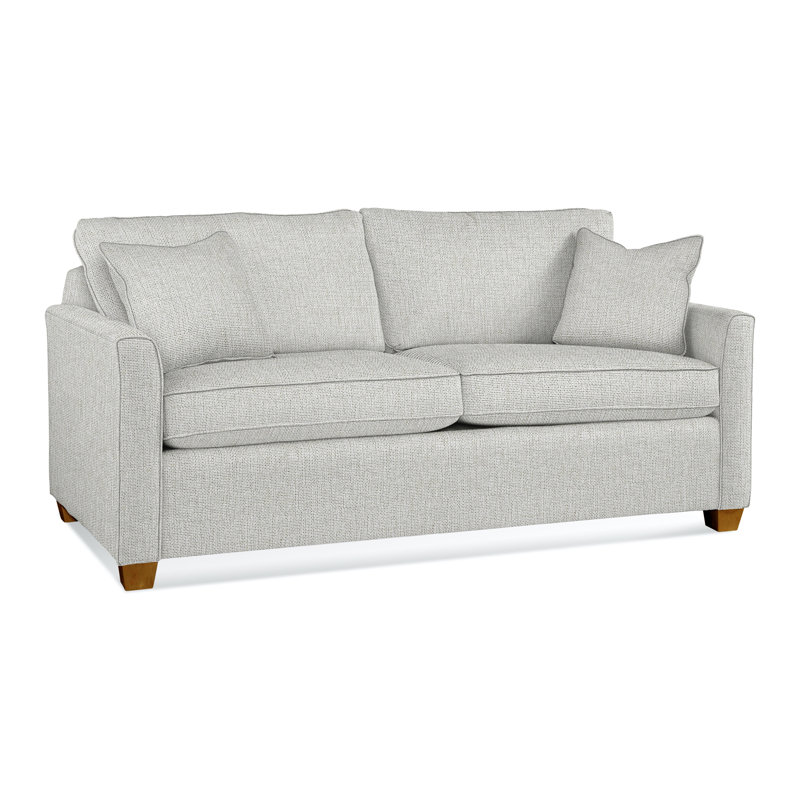 Charleston 77" Sleeper Sofa, Havana, Gel Memory Foam, Blue Buffalo Checkered 100% Polyester