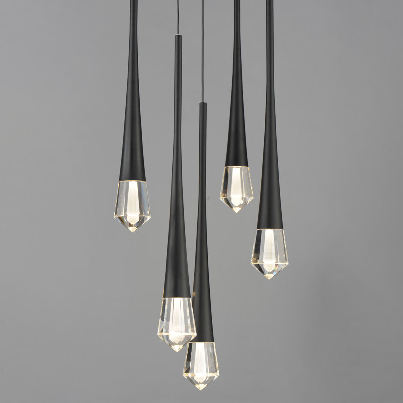 Lierre 5 - Light Gold LED Cluster Pendant, Black