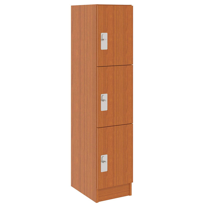 Armoire de salle de classe simple à trois compartiments avec porte, Cerisier