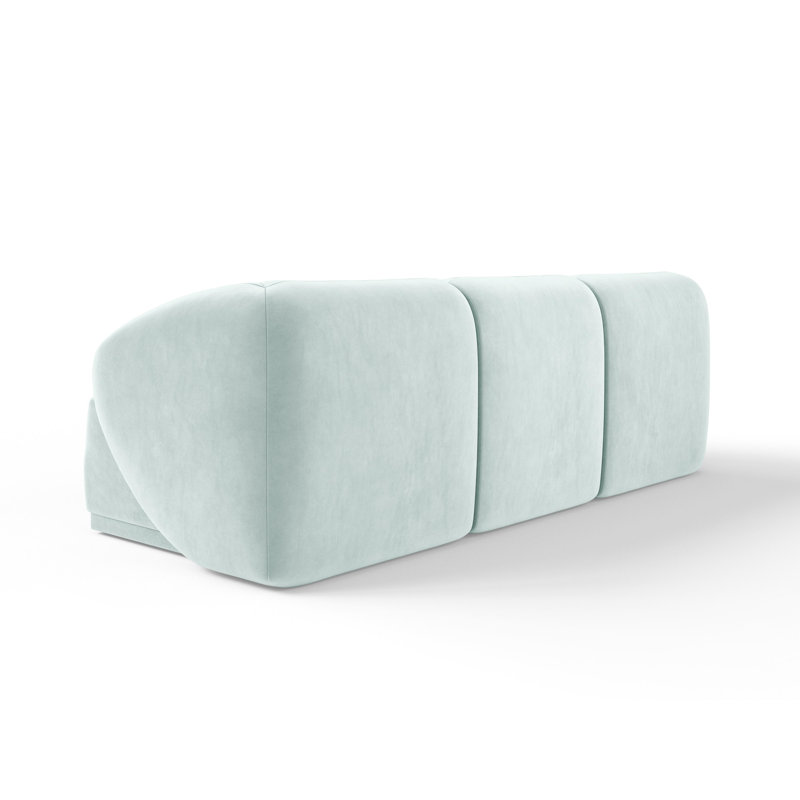 3 Seater Velvet Sofa & Chaise, Blue