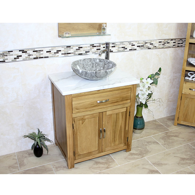 Stonehaven 750mm Single Bathroom Vanity with Vessel Stone Basin