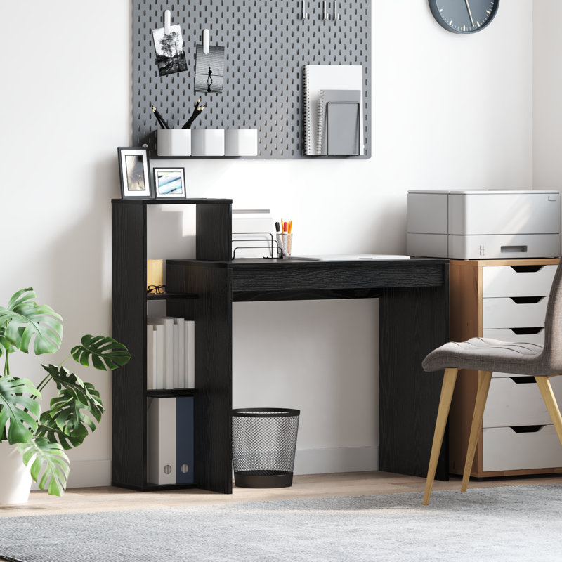 Computer Desk Particle Board Medium Shelving, Black Oak