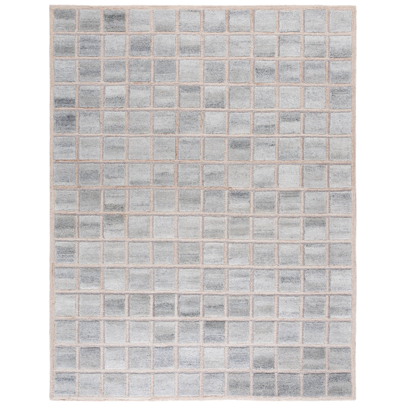 Tapis beige / gris touffeté à la main Pierre 102, Rectangle 8 pi x 10 pi