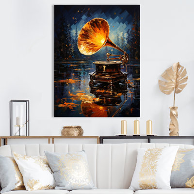 Kostyk Gold Phonographs Melodic Reflections Pointillism, reproduction d'art sur toile