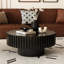 Table basse ronde en bois avec relief - base pour salon-2012249229
