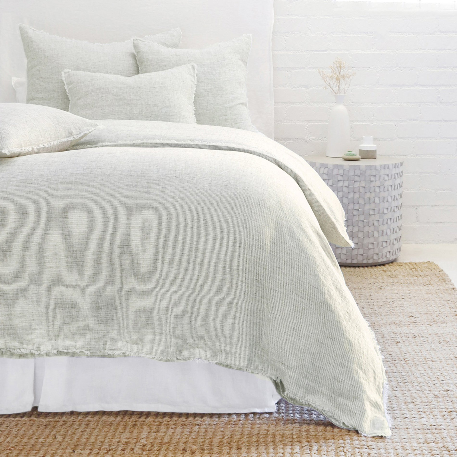 Logan Linen Duvet Cover, Twin, Olive