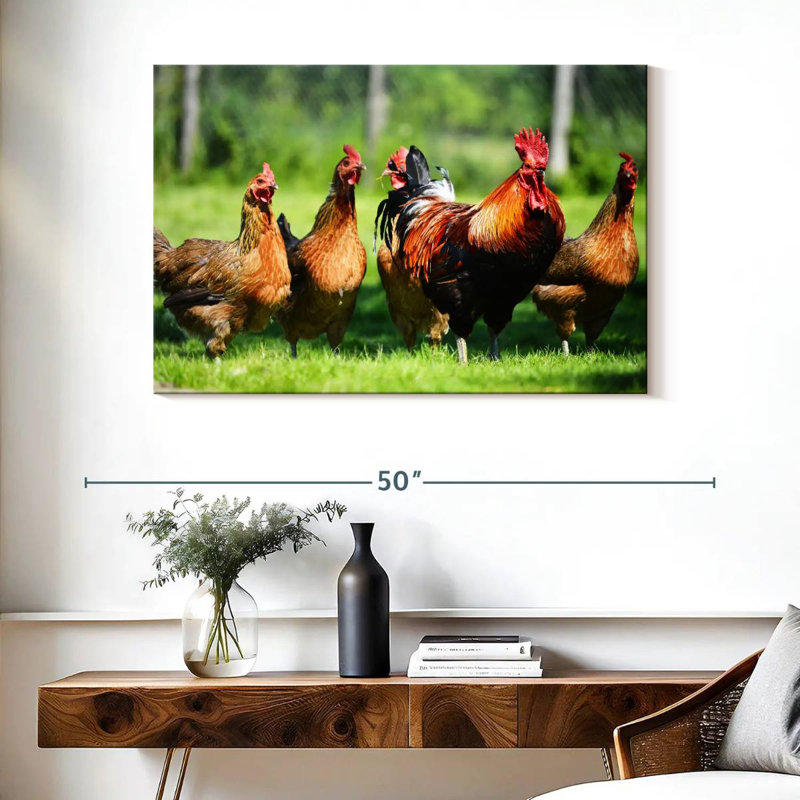 Outdoor Chickens, 26" H x 39" W
