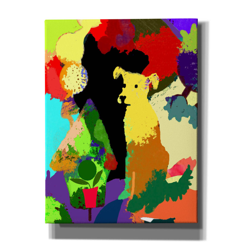 Latitude Run® «Chien avec fond abstrait» par Holly Mcgee, H 16 po x l 12 po x P 0,75 po