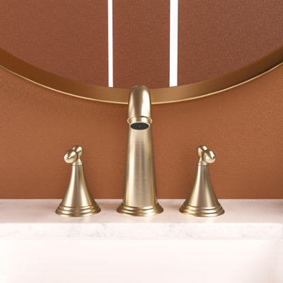 Widespread bathroom faucet with pop-up drain and 2 water supply lines