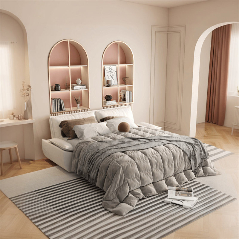 Grand canapé-lit escamotable 3 en 1 de 73,2 po avec 2 coussins moelleux et causeuse élégante, Velours crème