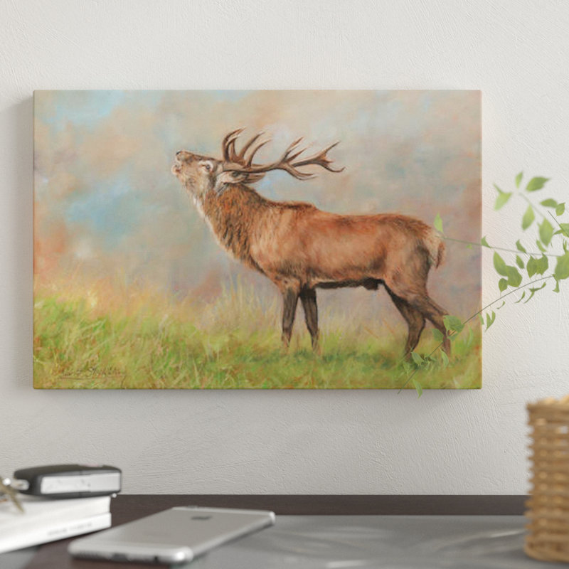 « red cerf », impression sur toile, H 8 po x l 12 po x P 0,75 po, Pas de tapis, Toile tendue