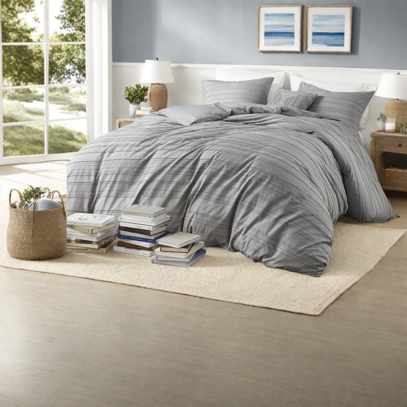 Ensemble de literie pour lit simple TG 3 pièces Modern Modern, jacquard en polyester avec coussin décoratif