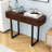 Minimalist Wooden Fluted Design Console Table with Two-Drawer, Metal Legs and Adjustable Feet-1221946323