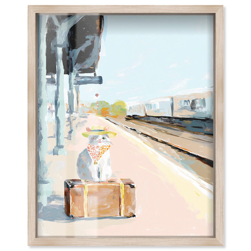 «Travelling Cat Pets» par Art Remedy, H 31 po x l 25 po, Crème