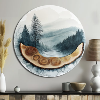 «Winter Tree In Ink Geode Landscape I», reproduction d'art en métal gris traditionnel