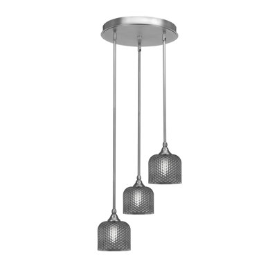 Luminaire suspendu grappe suspendu à 3 lumières avec verre texturé 6 po Kieisha Empire