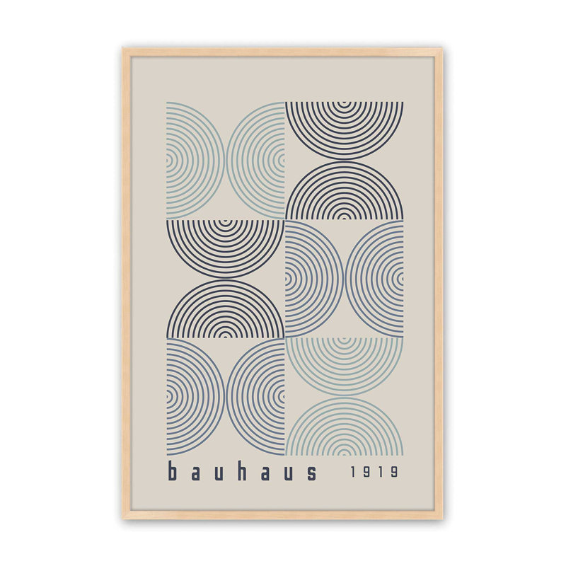 «Midnight Bauhaus Composition», affiche, Reproduction encadrée sans passe-partout, Érable brut, H 21 po x l 17 po